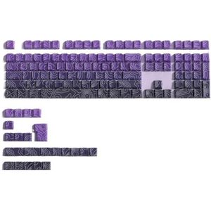 QPSJXN Double Shot PBT Keycaps 130 Knoppen Set Profielen Paars Topografische Zijdruk Shine via MX Switch Keyboards (JBZ-DM)