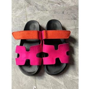 2024 Zomersandalen en pantoffels met dikke zolen maat klittenband Kleurblok Buitenkant Casual damesschoenen(Rosered,35)