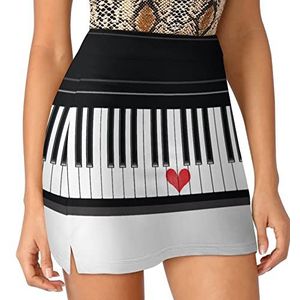 Hart Liefde Muziek Piano Dames Skorts Hoge Taille Tennisrok Gelaagde Korte Mini Rok Culottes Skorts Met Zakken S
