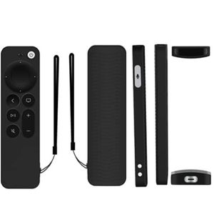 Siliconen beschermhoes voor Apple TV 4K Siri Remote 2nd Gen anti-slip, afstandsbediening beschermhoes schokbestendig Skin Feel Remote Control, anti-slip waterdicht Full Coverage Design (zwart)