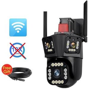 Bewakingscamera, 8K UHD IP Camera Outdoor 10X Optische Zoom Auto Tracking 6K PTZ Vier Lens Drie Scherm waterdichte Beveiligingscamera(6K No Zoom No Card)
