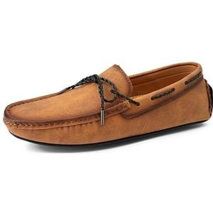 Loafers for heren Schoenen van veganistisch leer Bootschoenen Venetiaanse loafers Antislip Platte hak Flexibele instappers for buitenfeest (Color : Brown, Size : 45 EU)