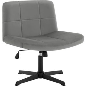 WOLTU Bureaustoel, ergonomische bureaustoel met extra groot zitvlak, stoel zonder armleuningen van fluweel met gekruiste poten en schommelfunctie, gewatteerd, donkergrijs, BS158dgr