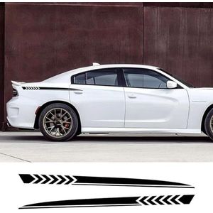 KUSQCRGA 2 stuks autostickers met sportstyling, lange zijstrepen, vinylfolie, geschikt voor Dodge Charger auto-tuningaccessoires
