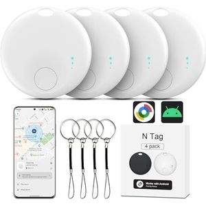 Air TrackerAndroid, 4 stuks Smart Android sleutelvinder, compatibel met Google Find Hub-app (alleen Android), bluetooth-tracker voor bagage, portemonnee, huisdieren, koffer