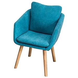 GEIRONV 50×50×73cm Moderne Eetkamerstoel,Slaapkamer Woonkamer Balkon Fauteuil Eiken Poten Flanel Computer Stoel 1 Stuk Eetstoelen (Color : Lake blue, Size : 50x50x73cm)