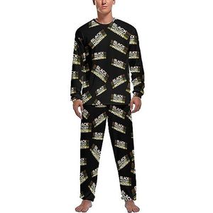 Zwarte geschiedenis maand zachte heren pyjama set comfortabele loungewear top en broek met lange mouwen geschenken XL