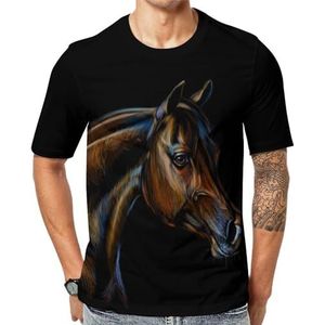 Portret van een Arabisch paard mannen korte mouw grafisch T-shirt ronde hals print casual tee tops 6XL