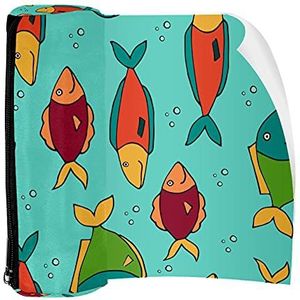 Potlood Case Pen Tas Houder met Rits Coin Organizer Tassen Make-up Cosmetische Pouch voor Vrouwen Tiener Meisjes Jongens Kinderen, Vis Blauw L Strand