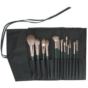 Oogschaduwconcealerset, draagbaar, synthetische make-upkwasten, 14 stuks, met tas van PU voor de gevoelige huid voor op reis