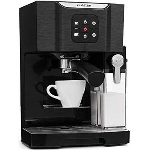 Klarstein BellaVita espressomachine met melkschuimmondstuk, 3in1 koffiemachine, New Black Edition, (filterhouder, 20 bar, 1450 watt, 1,4 liter) voor cappuccino, espresso, latte machiato, zwart