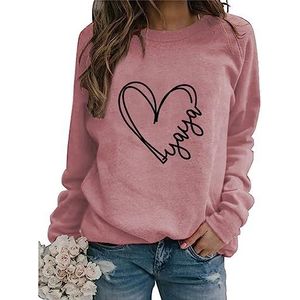Yaya Heart Graphic Sweatshirt for Women Long Sleeve Crew Neck Grandma Life Fall Shirts Mother's Day Pullover Tops