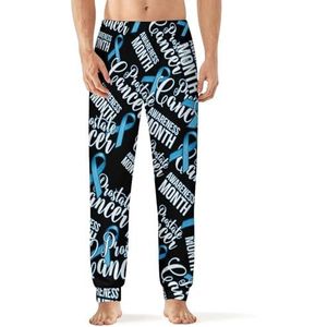 Prostaatkanker bewustzijn blauw lint heren pyjama broek zachte lange pyjama broek elastische nachtkleding broek 5XL
