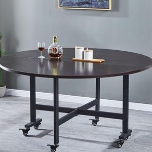 Ronde opklapbare eettafel, mobiele opvouwbare eettafel, veelzijdige eettafel met 6 wielen, stevig metalen frame, for kleine ruimte eetkamer keuken (Color : C, Size : 100cm/39.3in)