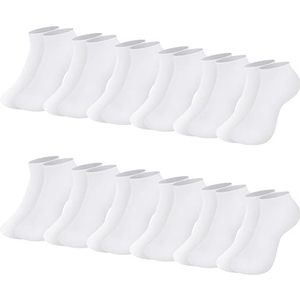 L&K-II Korte sportsokken voor dames, 10/12 paar, sneakersokken, effen kleur, enkelsokken, zomersokken voor vrouwen, 92220, 12 paar wit, 39-42 EU