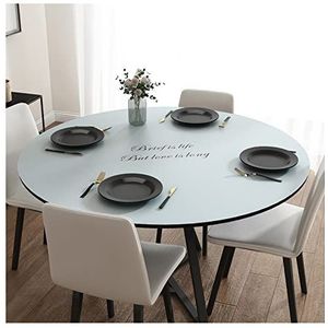 Rond kunstleer tafelkleed, hittebestendig, waterdicht, oliebestendig tafelkleed voor ronde tafels, rond vinyl afveegbaar, rond tafelkleed voor eetkamer tafelbeschermer (maat: 110 cm, kleur: grijs)