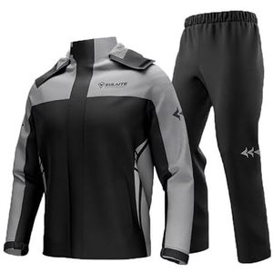 YEASQGS Motorfiets Regenpak Reflecterende Waterdichte Regenkleding 2 Stuk Set met Jas & Broek voor Volwassen Fietsen Rijden Motorpak, Grijs, 3XL