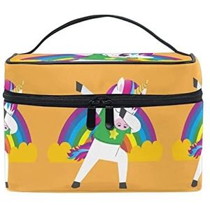 Schattig geschenk eenhoorn paard make-up tas voor vrouwen cosmetische tassen toilettas trein koffer