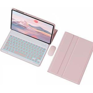 Toetsenbordhoes voor HUAWEI MatePad SE 11"" 2024, 7-Kleuren Achtergrondverlichting, Magnetisch Afneembaar Draadloos Toetsenbord,Roze
