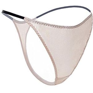 Dames zijde spandex g-string string panty, sexy T-back ondergoed met zacht satijn, Maan Wit, M