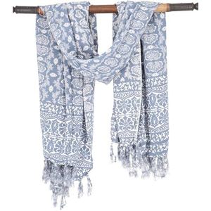 GURU SHOP Bali Batik sarongjurk, wikkelrok, sarong, stranddoek, heren/dames, zwart, synthetisch, maat: eenheidsmaat, lotus/duifgrijs, Eén Maat