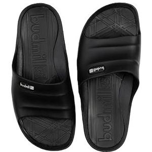 budmil Uniseks badschoenen, waterdichte badslippers voor dames en heren, saunakandalen, zwart, 40 EU