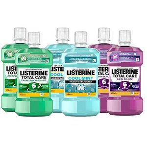 Listerine Kennismakingsset in praktisch uitprobeerpakket - 2x Total Care tandvleesbescherming, 2x Total Care tandbescherming & 2 x Cool Mint Mild knop (6 x 600 ml) - rondom bescherming voor tandvlees
