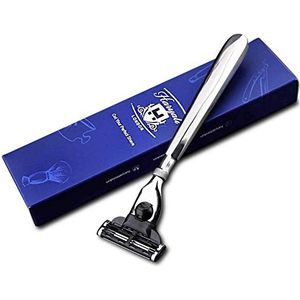 Haryali London 3 Edge Cartridge Scheerapparaat met roestvrij staal, lange handgreep, baard, snoor, perfect scheermes voor mannen