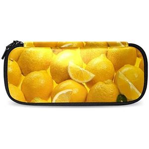 PU lederen etui briefpapier fruit citroenen textuur geel