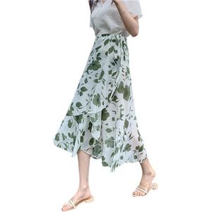 GerRit Skirt Flower Printing A-line Skirts Summer Spring High Waist Vintage Women's Midi Length Skirts-color 2-one Size