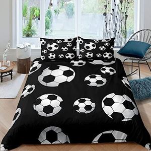 LUYAPOND Voetbal beddengoed, tweepersoonsbedset, luxe zachte microvezel beddengoedset voor kinderen, tieners en volwassenen, 1 dekbedovertrek van 200 x 200 cm met rits en 2 kussenslopen 50 x 75 cm