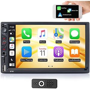 iFreGo autoradio met Apple CarPlay en Android Auto, 7 inch 2 Din radio met Bluetooth, FM radio autoradio stuurbediening, Mirror Link USB/Aux In, snelladen, achteruitrijcamera, 7 kleurrijke lampjes
