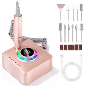 UIHOL Nagelschuurmachine, 45.000 omw/min, professionele elektrische nagelvijl, nagelschuurmachine, set met lcd-display, accessoireset met manicure, pedicure, voor woonkamer, thuisgebruik