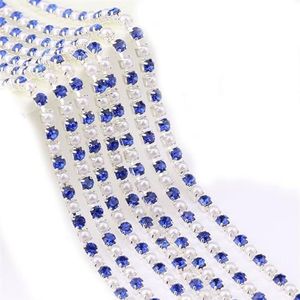 2mm 10Yards Parel Koper Strass Ketting Basis Cup Parelketting Trim for Ambachtelijk Naaien DIY Voor naaien(Sapphire-silver,3mm)