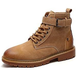 SVAASA Men's Boots， Fall/Winter Mid-Cut Work Shoes, Lace-up Enkellaarzen Mannen, Casual All-Match Herenschoenen (Zwart, Bruin, Grijs) (Color : Brown, Size : 40)
