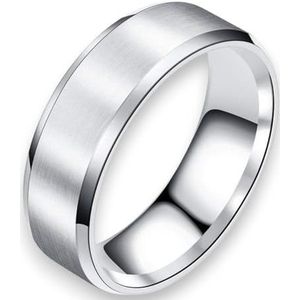 Heren Ring Zilver Kleurig met Strak Gepolijste Rand - Stalen Herenring - Mannen Trouwring Staal - Minimalist - Ringen (23mm)
