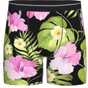 GRatka Boxerslip, heren onderbroek boxershorts, been boxershorts, grappige nieuwigheid ondergoed, tropische roze bloemen en jungle palmen, zoals afgebeeld, XL