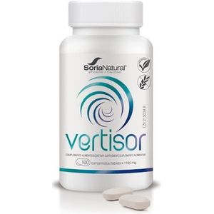 Soria Natural Vertisor – met calcium, vitamine D3 en vitamine K2 – verlicht en helpt duizeligheid en duizeligheid te verminderen – 100 tabletten van 1100 mg.