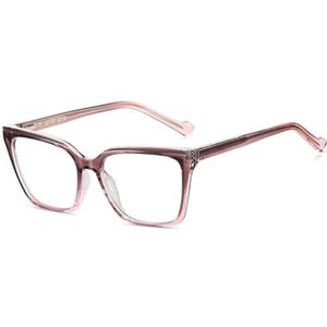 moomoobird Vierkante computerbril, anti-blauw licht, TR90-montuur, modieuze kattenoogbril, montuur voor vrouwen, Grijs Paars Roze