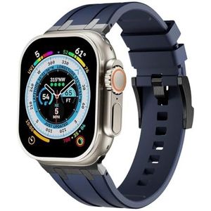 INSTR Zachte Siliconen Band voor Apple Horloge Serie 9 8 7 se 6 5 4 42mm 44mm 45mm Sport Armband voor iWatch Ultra 2 49mm Mannen Rubberen Band(Color:Black blue,Size:For ultra 49mm)