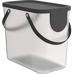 Rotho Albula Opbergkist 25l met deksel, Kunststof (PP gerecycled), transparant/antraciet, 25l (40.0 x 23.5 x 34.0 cm)