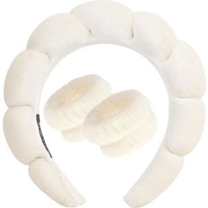 DRESHOW Spa Hoofdband voor Wassen Gezicht Polsband Pak Spons Zachte Badstof Make-up Huidverzorging Anti-slip Hoofdband voor Vrouwen Eén Maat