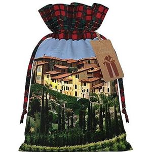 Italië-Toscaanse herbruikbare geschenktas-trekkoord kerstcadeau tas, perfect voor feestelijke seizoenen, kunst & ambachtelijke tas