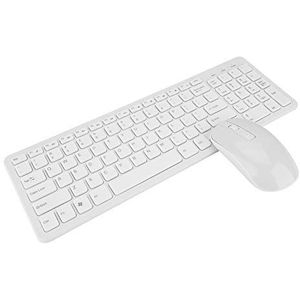 Draadloos toetsenbord en muisset, ultradun 2,4 G draadloos toetsenbord met muis, ultradun toetsenbord met 108 toetsen, multifunctionele lay-out, geschikt voor pc/laptop/smart-tv (wit)