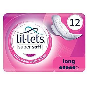 Lil-lets Super zachte ultra maandverband lang, ultra dunne pads met vleugels, 96 g - 12 tellen