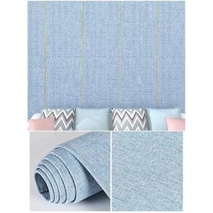 WZYHY Peel and Stick behang, 4 mm linnen gestoffeerde achtergrond decoratieve doek, geluidsisolatie zelfklevend wandpaneel voor woonkamer, snijbaar (kleur: blauw-a, maat: 65 x 280 cm-4 rol)