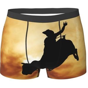 ZJYAGZX Cool Bull Riding Print Boxershorts voor heren, comfortabele onderbroek, ademend, vochtafvoerend, Zwart, M