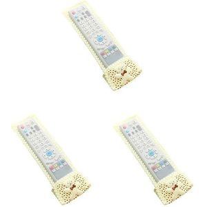 3 set TV Afstandsbediening Case Huishoudelijke Airconditioner Controllers Gevallen Bedekken Tool Stofdicht Cover beige geel S (18.5x8 cm)