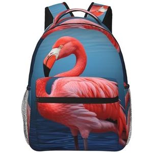 GFLFMXZW Animal Flamingo Rugzak Lichtgewicht Laptop Tas Casual Dagrugzak Reizen Rugzakken Voor Vrouwen Mannen, Zwart, One Size, Reizen Rugzakken