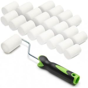 ToolSpace Verfrollers van Gladde Schuim met Handvat Hoge Dichtheid Rollers voor Hout Metaal Tegels Meubels Doe-het-zelfprojecten Email en Lak Wanddecoratie Beschilderen – 5 cm Set van 20 Stuks